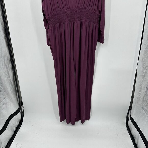 NEW OLD NAVY jumpsuit v neck wide leg knit waist defined cherry bark plus XXL - Picture 11 of 14